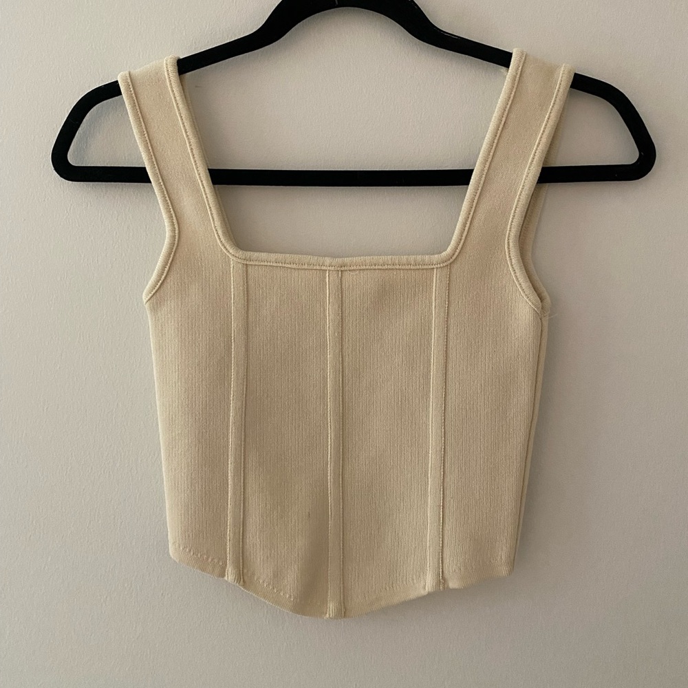 Zara corset style top in cream, size small